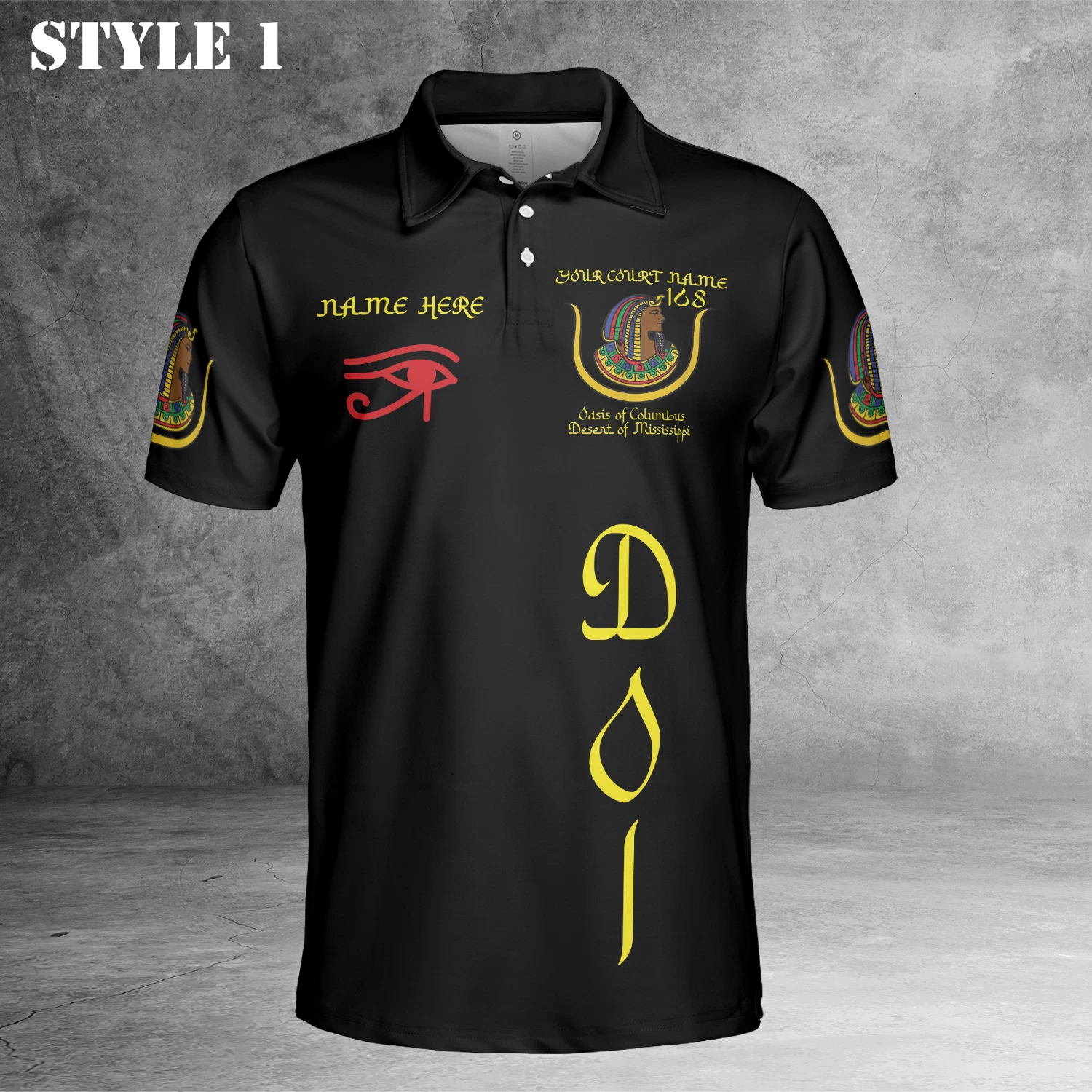 Custom Name DOI Daughters Of Isis PYRAMID QUEEN Shriners Aeaonms 3D Polo