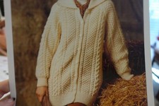 Hayfield Knitting Pattern 4430 Aran Cabled Jacket Sweater 30-44"