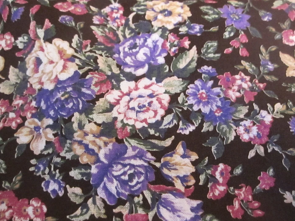 De Colección Morado Rosa Floral en Marrón Marcus Brothers Tela Algodón POR x 44 Foto 4 de 4