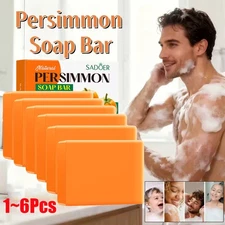 6/5X Persimmon Soap Bar for Old People Smell, Natural Body Odor Control Bar Soap