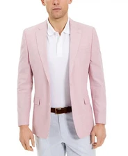 $295 NEW TOMMY HILFIGER Mens 40R Pink 100% Linen Blazer Sport Coat Suit Jacket