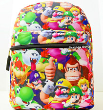 Mochila Mediana Nintendo Super Mario Bros Niños 14" Escuela Wario Yoshi Waluigi Bolso
