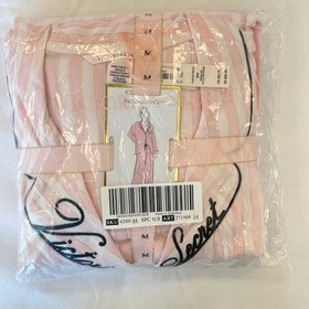 Victoria's Secret Iconic Stripe Pink & White Flannel Pajamas Size Meduim