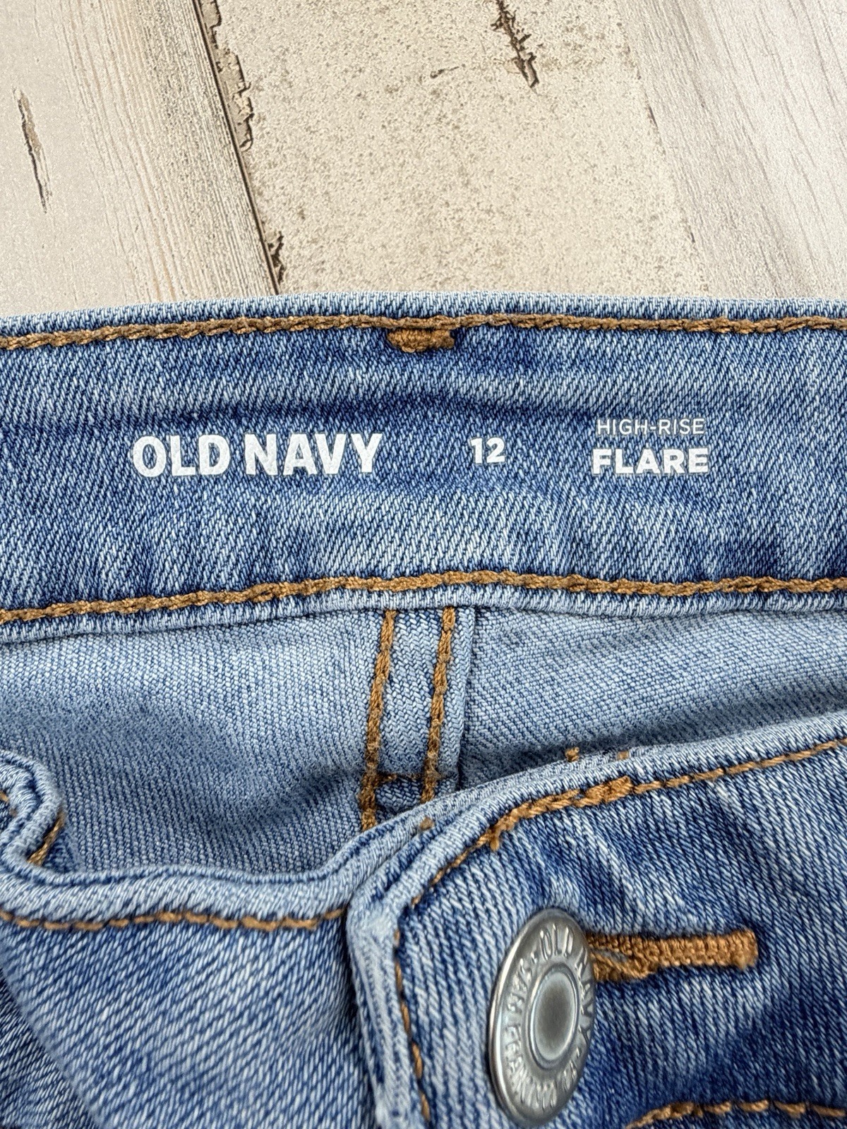 Womens 12 Flare Blue High Rise Stretch Boho Hippie Fast Ship