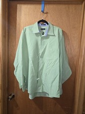 Mens Chaps Long Sleeve Dress Shirt 34/35 17/17.5 Green Classic Fit Oxford 0047 