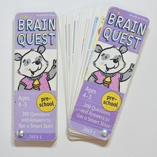 Brain Quest Pre-school Ages 4-5 300 Questions Answers Quiz Cards Two Decks 4th E