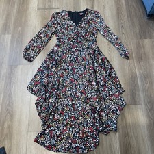 Vince Camuto Women's Long Sleeve Floral Print Asymmetrical Hem Midi Dress Size S
