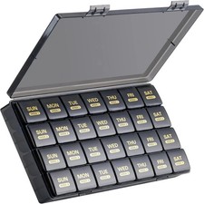 Large Monthly Pill Organizer 28 Days Portable One Month Pill Box Weekly Case