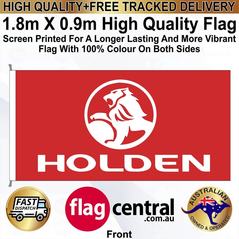A - HOLDEN - Red - 1.8m x 0.9m High-Quality Screen-Printed Flag - 1
