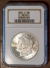 1881-S $1 Silver Morgan Dollar 26.73 G 90% Silv MS 65 NGC # 278453-021 + Bonus