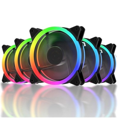 RGB Lüfter 120mm,PC Gehäuse,High Airflow,Controller,Hub,5er-Pack,leise