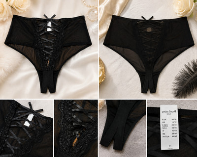 LASCANA PETITE FLEUR GOLD BY LASCANA- Slip  Schwarz ,Größe :44/46; 52/54