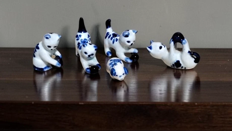 Blue and White Porcelain Figurines Indiana Collectible Animal