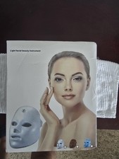 LED Light Therapy Mask White Portable Plastic for Face Unisex Power Adapter