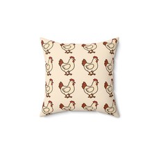 Square Chicken Print Pillow / Spun Polyester With Zipper