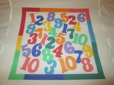 PRIMARY NUMBERS-DEE ROSS-HANDPAINTED NEEDLEPOINT CANVAS