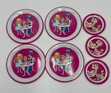 Vintage Ohio Art Tin Litho Tea Set Plates Saucers Boy  Girl Ice Cream Shop