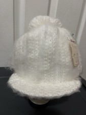 Vintage Knit Fedora Hat Made In USA - Ivory 100% Acrylic Fiber See Photos
