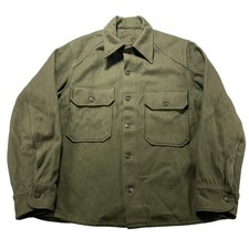 Vintage 50s Army Cold Weather Field Shirt Medium Green Wool Blend OG 108 Shacket