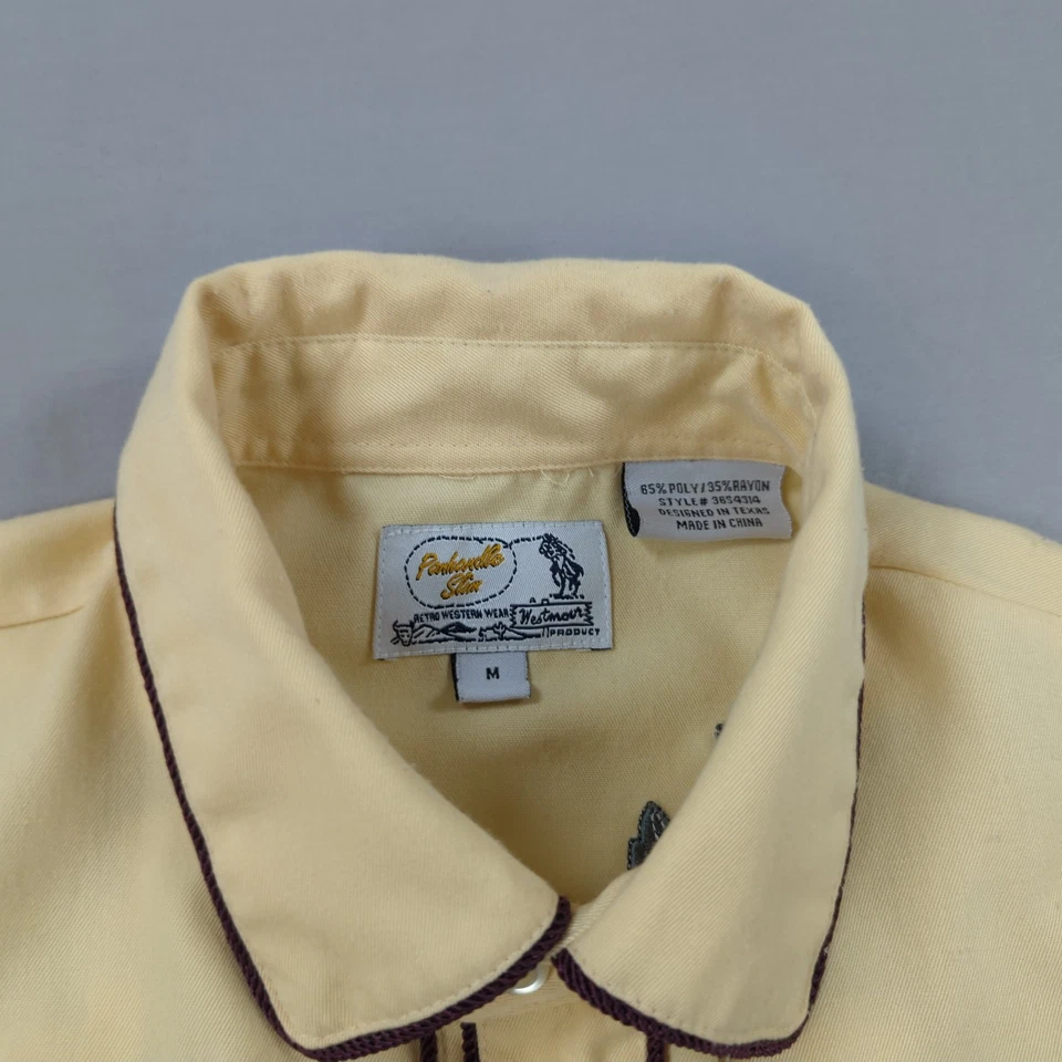 Camisa ajustada Panhandle para hombre mediana amarilla bordada rosas vaquero occidental Foto 4 de 4