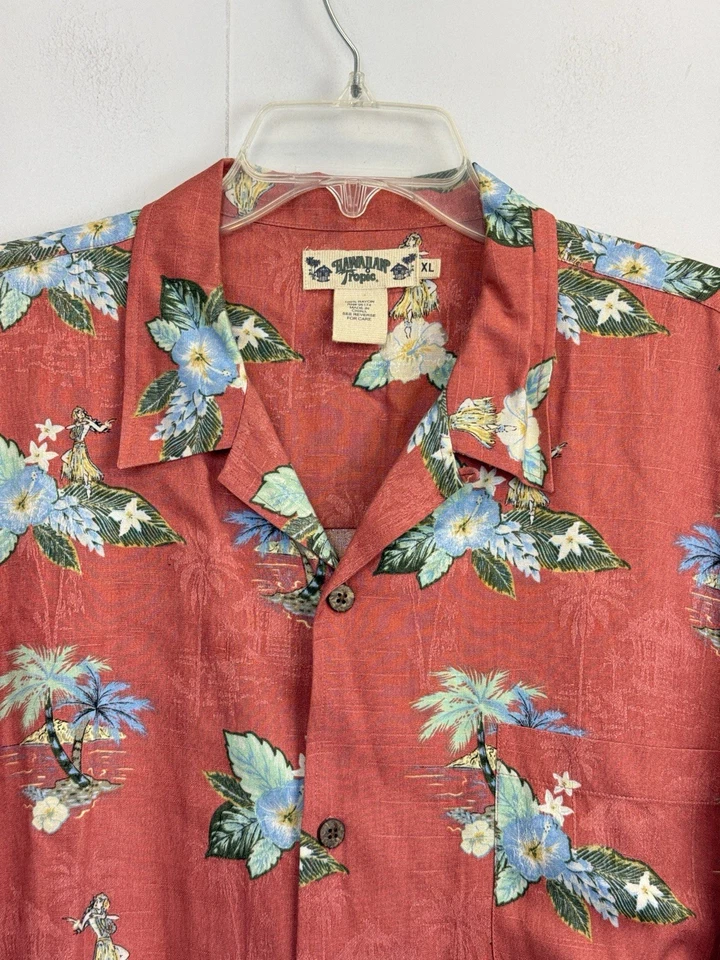 VTG 90s Hawaiian Tropic Men’s XL Hawaiian Button Up Shirt Hula Girls Palm Trees - Image 2 of 4