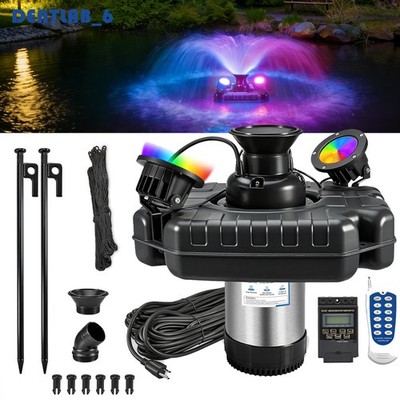 Pond Fountain Aerator w/ RGB LED Color-Changing Light (Optional) 1HP 15000 GPH