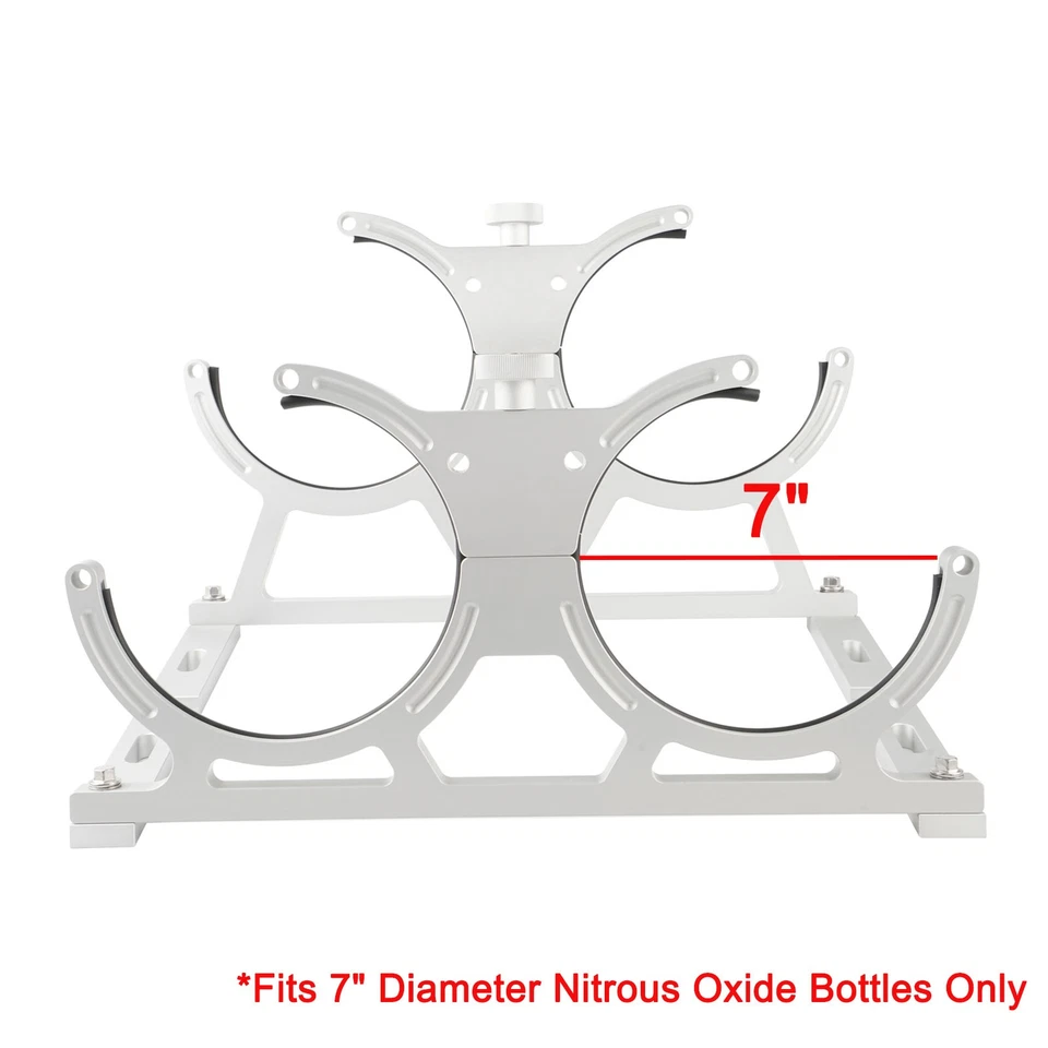 BEVINSEE Dual Nitrous Oxide Nos Billet Aluminum Bottle Holder Bracket 7" Silver - Image 2 of 4