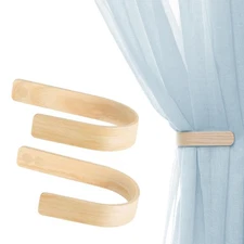 Wood Curtain Holdbacks - Set of 2 Modern Farmhouse Holdback for Drapes, Hooks...