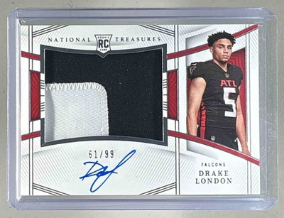 Drake London 2022 National Treasures #DLO Rookie Material Auto RPS Patch RC /99