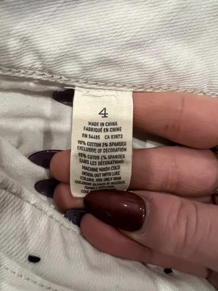 Pantalones cortos American Eagle elásticos blancos desgastados de mezclilla para mujer talla 4 Foto 3 de 4