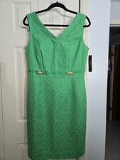 Tahari Beautiful Med Lime Green Sheath dress Sz 10 Party Wedding Graduation 