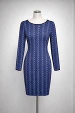 Reiss Women’s Lace Overlay Bodycon Dress Blue Black UK 12 Occasion