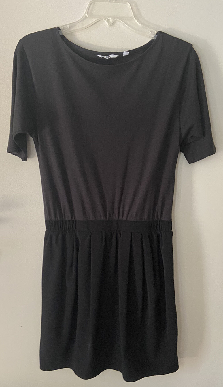 Uniqlo Womens XS T-shirt dress Short Sleeve Casual Short black weekend boho