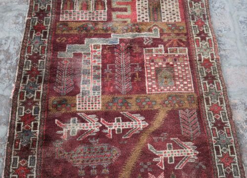 3x5 handgefertigter afghanischer Woll-Baluchi-Bildteppich Vintage persischer Stamm kleiner Teppich - Bild 2 von 10