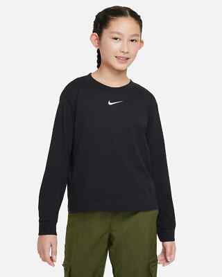Boys and Girls Sportswear Logo Embroidered Long-Sleeve T-Shirt