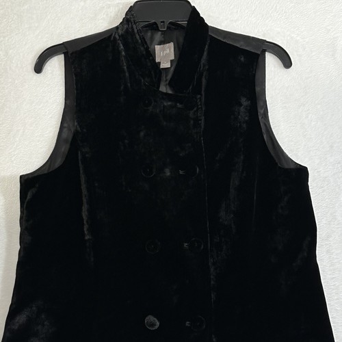 J Jill Zweireiher Weste Damen Medium Schwarz Samt Seidenmischung Hochgeschlossen - Bild 6 von 13