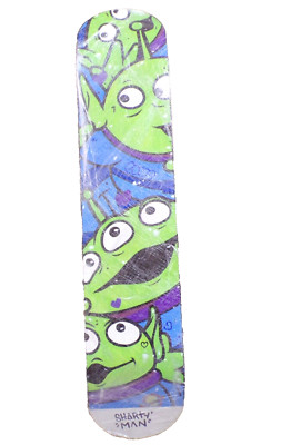 Deko Skateboard bemalt Künstler Shorty'Man Thema Aliens Toy Story