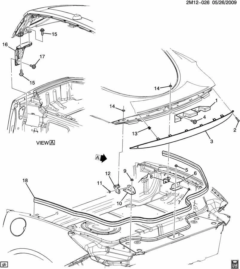 Pontiac Solstice 2009-2010 cupé refuerzo panel de techo 25869637 Foto 3 de 3