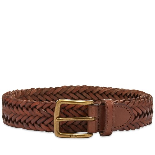 Polo Ralph Lauren Leather Woven Belt Polo Saddle Brown braided 405805019002 NEW - 第 1/7 張圖片