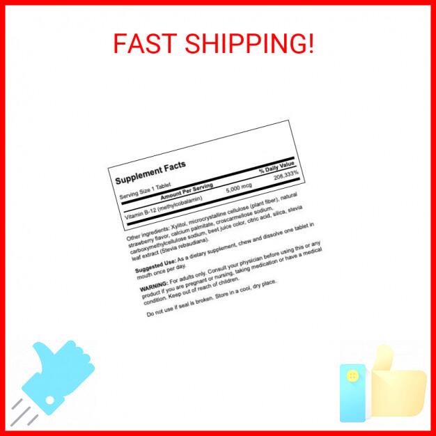 Swanson Vitamin B-12 Methylcobalamin High Absorption 5000 mcg 60 Tabs ...