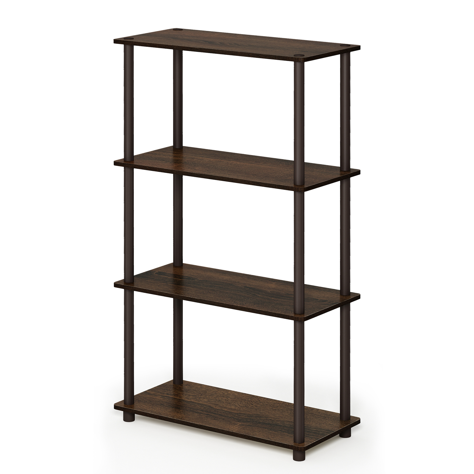 Furinno Turn-N-Tube 4-Tier Multipurpose Shelf, Walnut/Brown