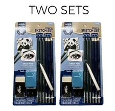 x2 ArtSkills Pencil Sketch Sets Draw Illustrate Charcoal Graphite Shade 10 Piece