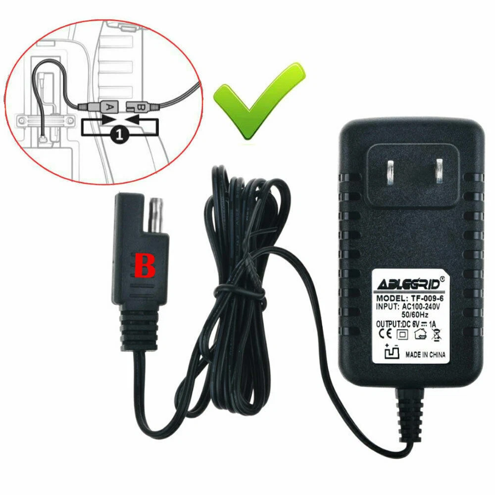 B Charger Adapter 6V for battery ride on car Pacific Cycle Disney