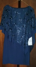 Brand New Women's Embellished Sheer Cape Overlay Dress by Xscape