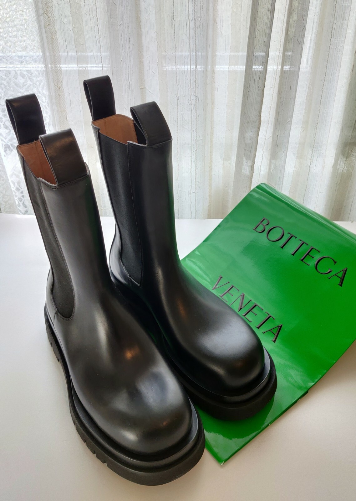 BOTTEGA VENETA Black Lug Boots size 42