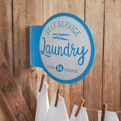 Self Service Laundry Sign CTW ￼Flanged Industrial Style Mom Cave ￼