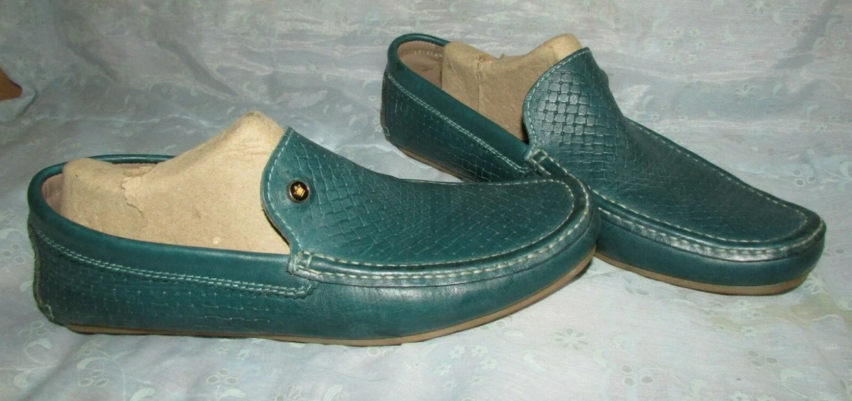 Men's LOUIS PHILIPPE Blue/Green Leather Slip On Shoes Size 42 EUR