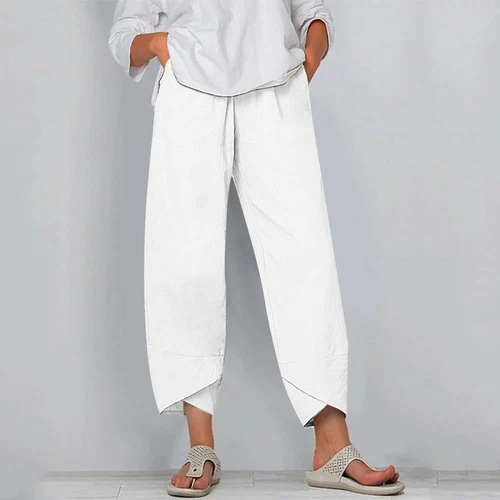 New Womens Ladies Cotton Linen Loose Baggy Casual Harem Pants Trousers Plus Size - Picture 18 of 35