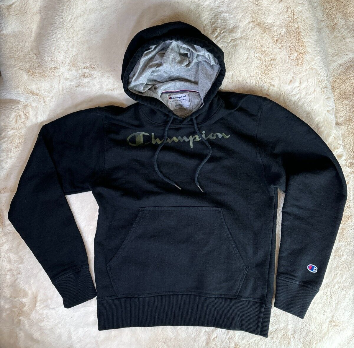 Champion Men's Hoodie Pullover 15763 Black Camo Logo Size S | eBay
