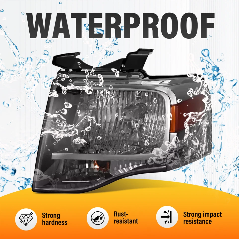 Pair For Ford Expedition 2007-2014 Amber Corner Headlights With Bulbs Smoked Foto 3 de 4